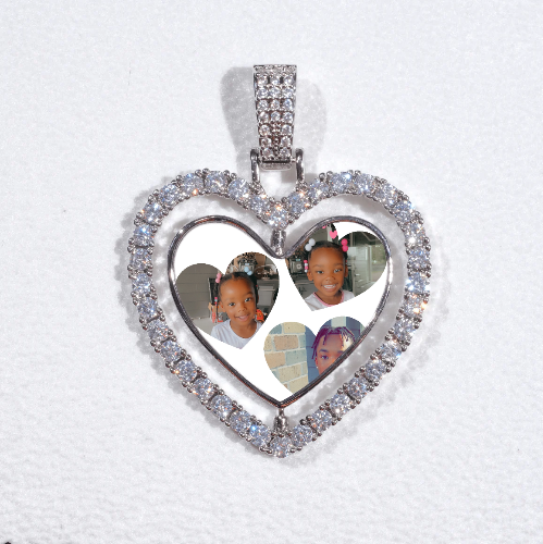 3D Spinning 2-Faced Heart Custom Picture Pendant