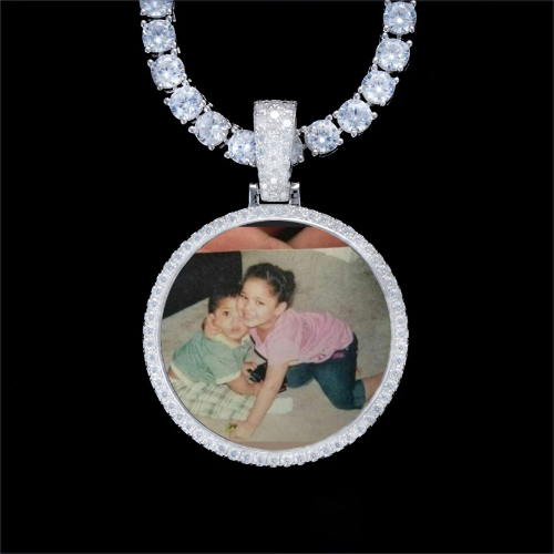 925S & VVS Moissanite 3D Circle Custom Picture Pendant