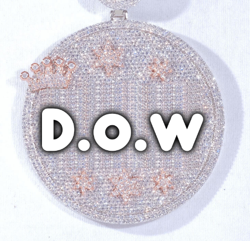 CUSTOM LETTER NECKLACE 3D BIG CROWN DISC