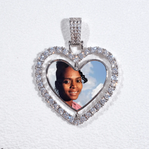 3D Spinning 2-Faced Heart Custom Picture Pendant