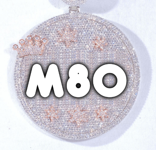 CUSTOM LETTER NECKLACE 3D BIG CROWN DISC