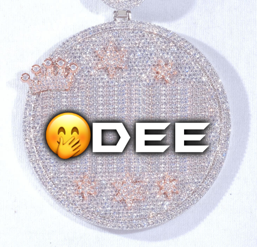 CUSTOM LETTER NECKLACE 3D BIG CROWN DISC