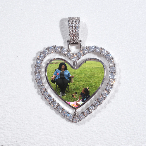 3D Spinning 2-Faced Heart Custom Picture Pendant