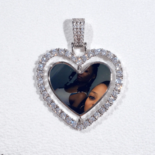 3D Spinning 2-Faced Heart Custom Picture Pendant