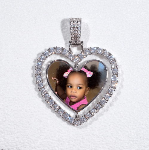 3D Spinning 2-Faced Heart Custom Picture Pendant