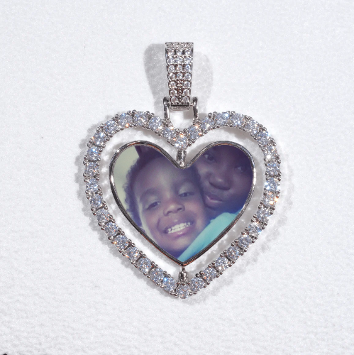 3D Spinning 2-Faced Heart Custom Picture Pendant