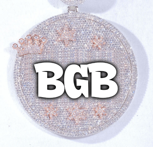 CUSTOM LETTER NECKLACE 3D BIG CROWN DISC