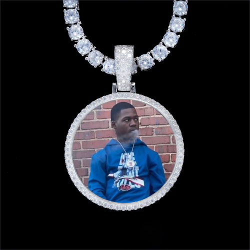 925S & VVS Moissanite 3D Circle Custom Picture Pendant