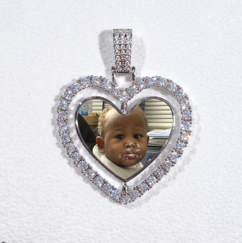 3D Spinning 2-Faced Heart Custom Picture Pendant