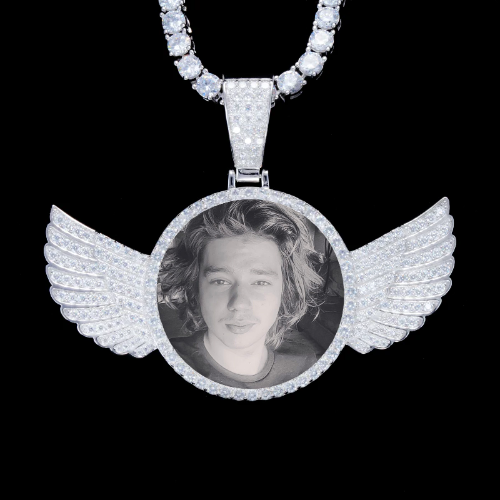 925S & VVS Moissanite 3D Wing Custom Picture Pendant