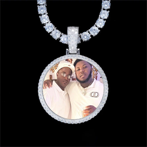 925S & VVS Moissanite 3D Circle Custom Picture Pendant