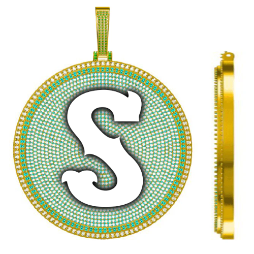 CUSTOM LETTER NECKLACE 3D BIG DISC