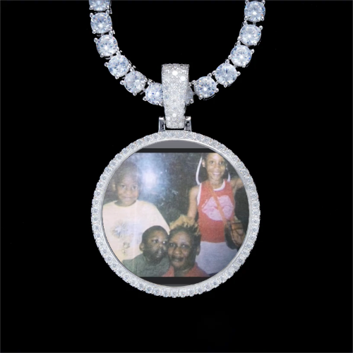 925S & VVS Moissanite 3D Circle Custom Picture Pendant