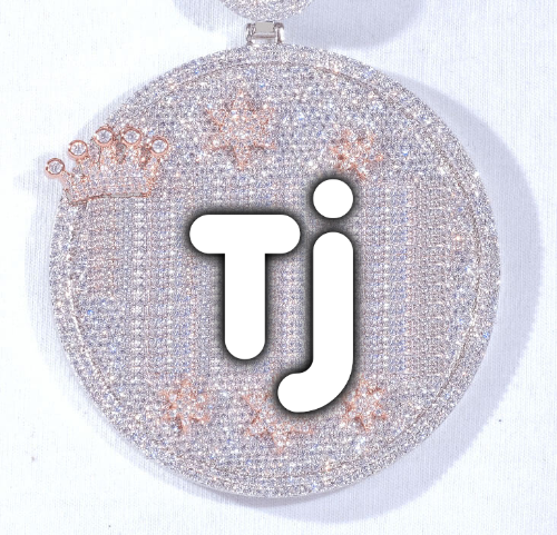 CUSTOM LETTER NECKLACE 3D BIG CROWN DISC