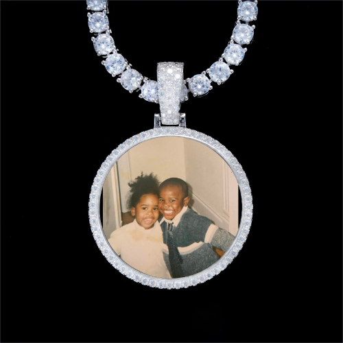 925S & VVS Moissanite 3D Circle Custom Picture Pendant
