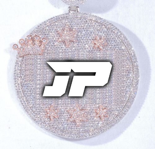 CUSTOM LETTER NECKLACE 3D BIG CROWN DISC