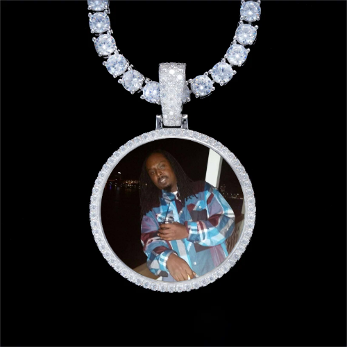 925S & VVS Moissanite 3D Circle Custom Picture Pendant