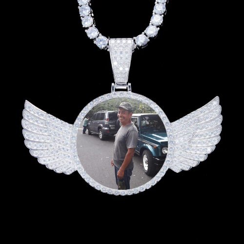 925S & VVS Moissanite 3D Wing Custom Picture Pendant