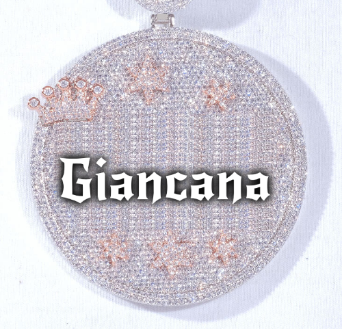 CUSTOM LETTER NECKLACE 3D BIG CROWN DISC