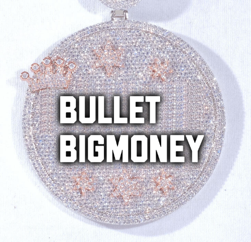 CUSTOM LETTER NECKLACE 3D BIG CROWN DISC