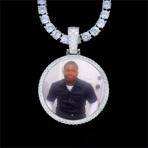 925S & VVS Moissanite 3D Circle Custom Picture Pendant