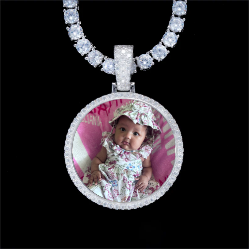 925S & VVS Moissanite 3D Circle Custom Picture Pendant