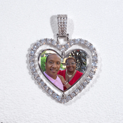 3D Spinning 2-Faced Heart Custom Picture Pendant
