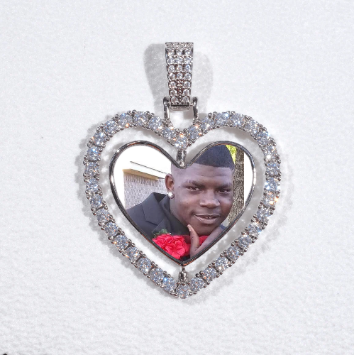3D Spinning 2-Faced Heart Custom Picture Pendant