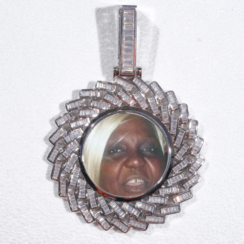 Large 3D Baguette Custom Picture Pendant