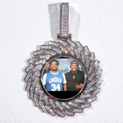 Large 3D Baguette Custom Picture Pendant