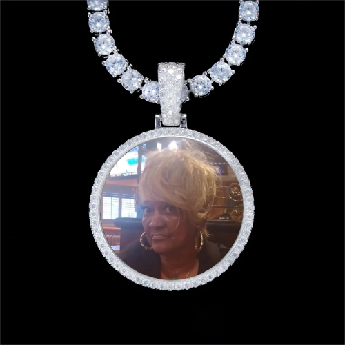 925S & VVS Moissanite 3D Circle Custom Picture Pendant
