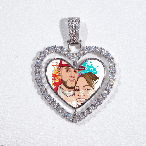3D Spinning 2-Faced Heart Custom Picture Pendant