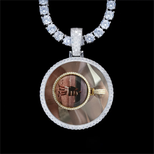 925S & VVS Moissanite 3D Circle Custom Picture Pendant