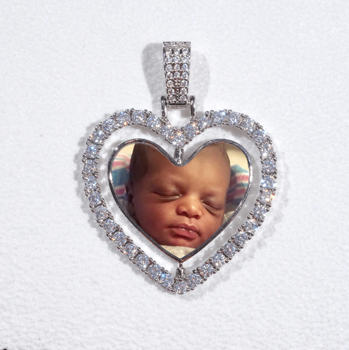 3D Spinning 2-Faced Heart Custom Picture Pendant