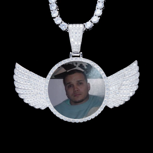 925S & VVS Moissanite 3D Wing Custom Picture Pendant