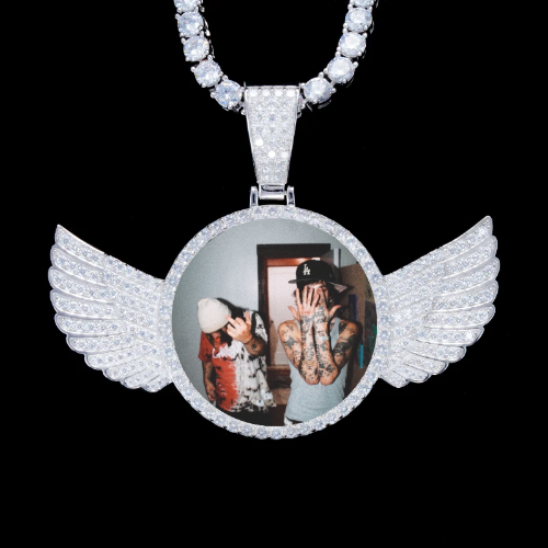 925S & VVS Moissanite 3D Wing Custom Picture Pendant