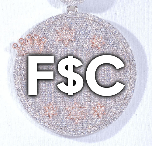 CUSTOM LETTER NECKLACE 3D BIG CROWN DISC