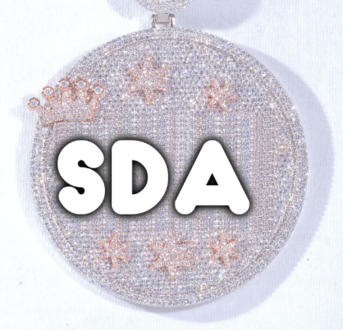 CUSTOM LETTER NECKLACE 3D BIG CROWN DISC