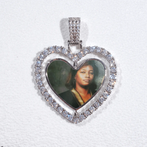 3D Spinning 2-Faced Heart Custom Picture Pendant
