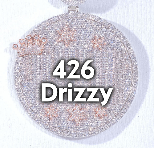 CUSTOM LETTER NECKLACE 3D BIG CROWN DISC