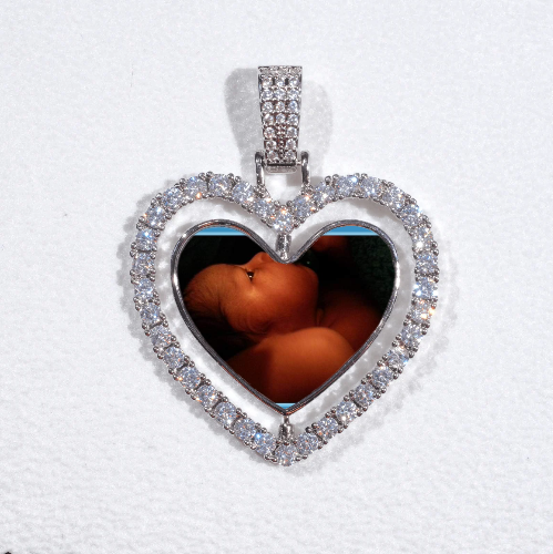 3D Spinning 2-Faced Heart Custom Picture Pendant