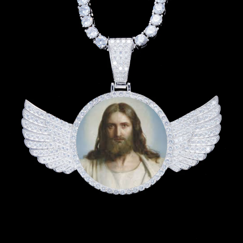 925S & VVS Moissanite 3D Wing Custom Picture Pendant