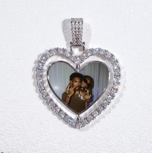 3D Spinning 2-Faced Heart Custom Picture Pendant
