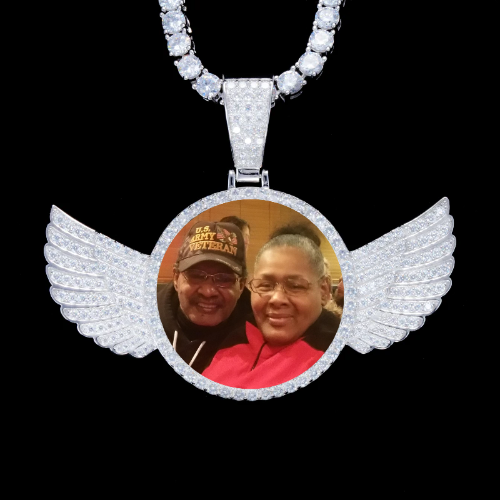 925S & VVS Moissanite 3D Wing Custom Picture Pendant