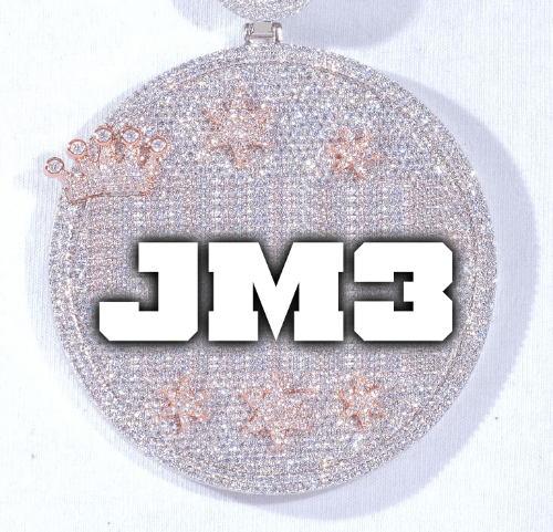 CUSTOM LETTER NECKLACE 3D BIG CROWN DISC