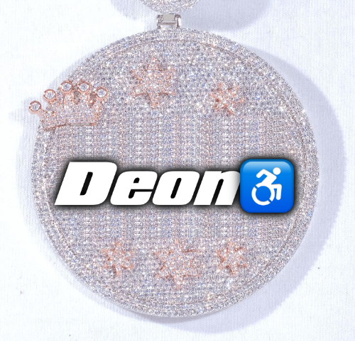 CUSTOM LETTER NECKLACE 3D BIG CROWN DISC