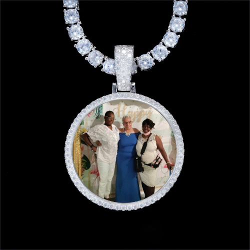 925S & VVS Moissanite 3D Circle Custom Picture Pendant