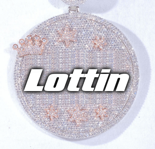 CUSTOM LETTER NECKLACE 3D BIG CROWN DISC