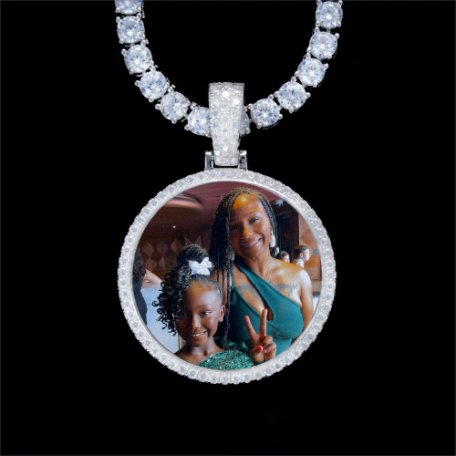 925S & VVS Moissanite 3D Circle Custom Picture Pendant