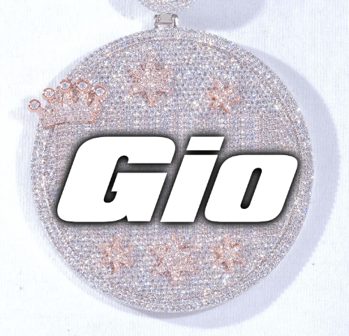 CUSTOM LETTER NECKLACE 3D BIG CROWN DISC